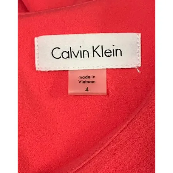 Calvin Klein Women's Rose Pink Cold Shoulder Knee Length Dress Back Zip SZ 4 NWT - Picture 8 of 11